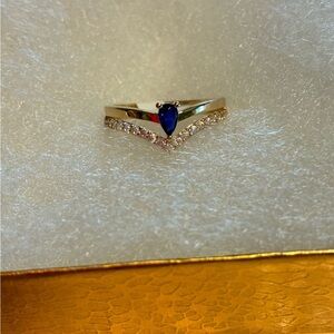 14k gold Gold and Blue Teardrop Ring size 7